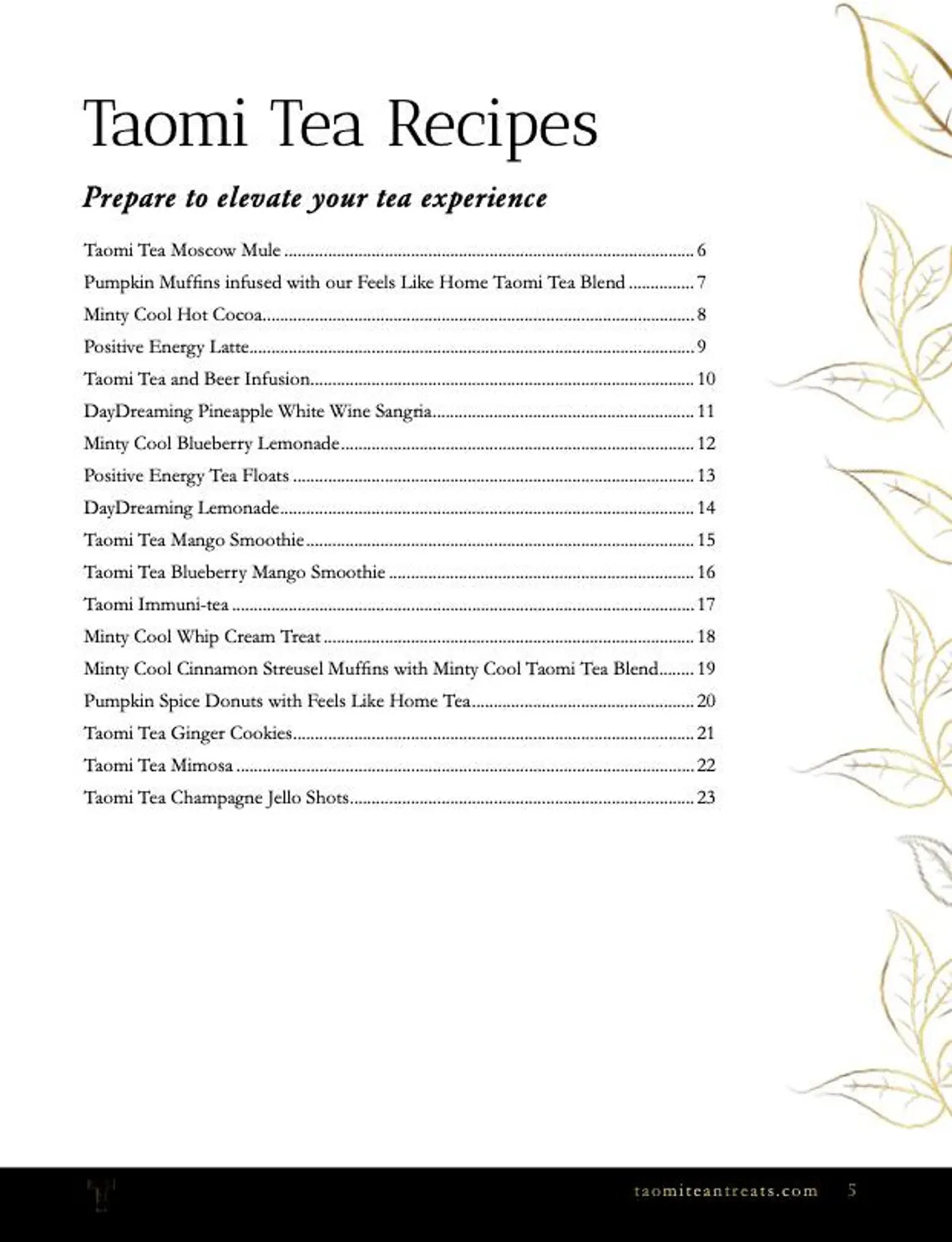 Taomi Tea N Treats Recipe Book Paperback
